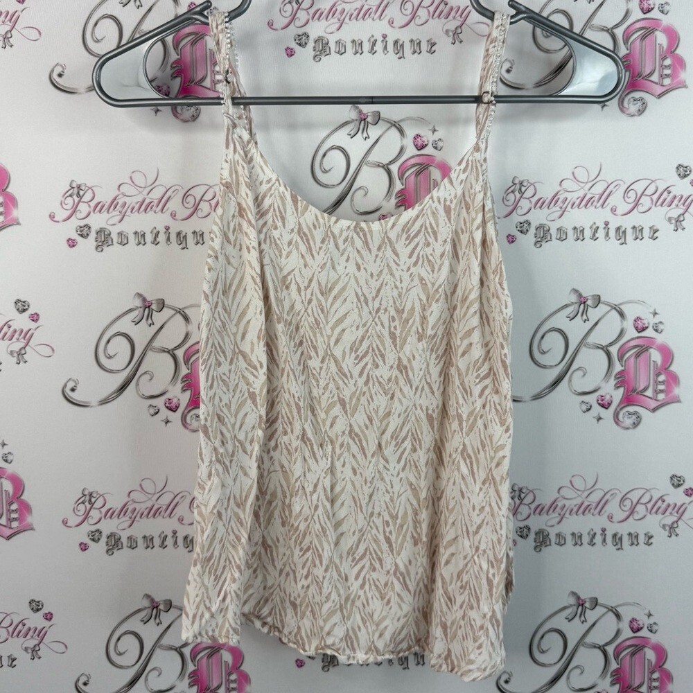 Gentle Fawn tank top white Cream and Tan Camisole abstract pattern flowy